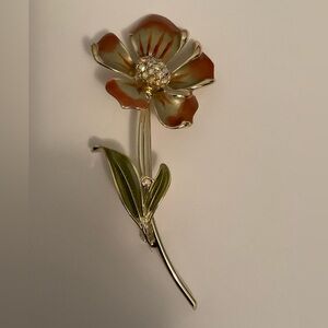 Vintage signed BSK enamel flower brooch